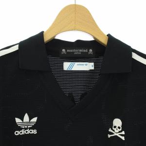 mastermind JAPAN アディダスオリジナルス adidas originals ポロシャツ 半袖 スカル ロゴ刺繍 ライン M 黒 ブラック