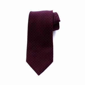 ダミエ ネクタイ 総柄 絹 シルク100％ ボルドー