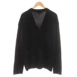 GIORGIO ARMANI カーディガン ウール ニット 長袖 52 L 黒 ブラック