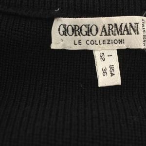 GIORGIO ARMANI カーディガン ウール ニット 長袖 52 L 黒 ブラック