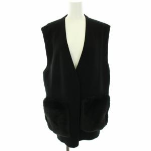 ポケット ファー ベスト ニット ウール 黒 ブラック 1518-136-1408