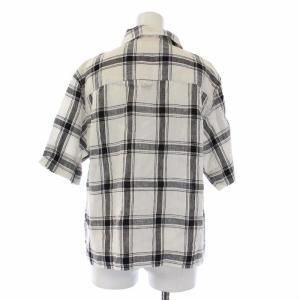 MARGARET HOWELL 22SS LARGE CHECK LINEN ラージチェック リネン ブラウス シャツ 半袖 麻 1 S 白 黒 ホワイト