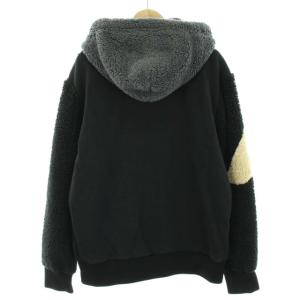 DIESEL 20AW S-ALDY-FL ボアジャケット フリース パーカー Dロゴ ジップアップ XS 黒 ブラック ベージュ