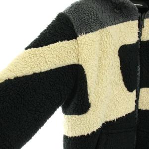 DIESEL 20AW S-ALDY-FL ボアジャケット フリース パーカー Dロゴ ジップアップ XS 黒 ブラック ベージュ