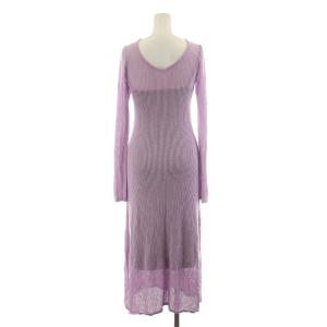 Ameri VINTAGE 21SS BACK OPEN MESH DRESS ワンピース マキシ ロング 長袖 メッシュ M 紫 パープル 02110561030