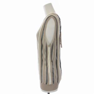 Ameri VINTAGE 21SS MEDI SHEER RANDOM STRIPE KNIT ニット カットソー ノースリーブ バックリボン ストライプ