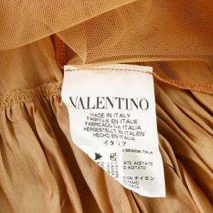 VALENTINO ギャザースカート フレア ミニ 裏地チュール S 茶 ブラウン