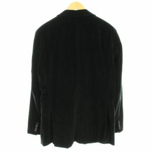 HUGO BOSS テーラードジャケット ベロア ストライプ 大きいサイズ 52 XL 黒 ブラック