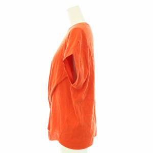 Drawer 18GコットンカシミヤWノースリーブニット セーター 半袖 クロスデザイン カシミヤ混 オレンジ