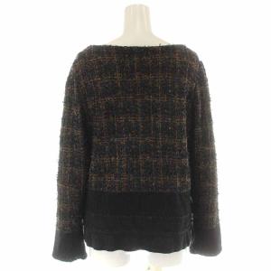 TO BE CHIC ニット セーター プルオーバー リボン 長袖 44 XL 茶 ブラウン 黒 ブラック