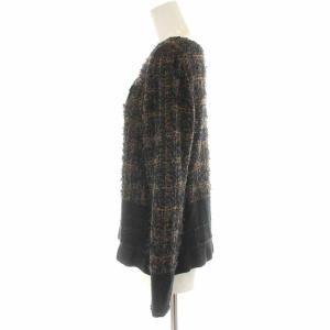 TO BE CHIC ニット セーター プルオーバー リボン 長袖 44 XL 茶 ブラウン 黒 ブラック