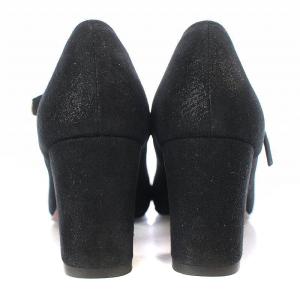 LANVIN en Bleu パンプス チャンキーヒール ストラップ スクエアトゥ スエード 2Way 23.5cm 黒 ブラック