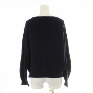 UNITED ARROWS パフスリーブニット 長袖 ボートネック ウール F 紺 ネイビー