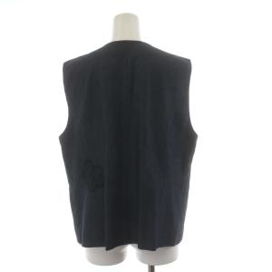 Leilian セットアップ 上下 ベスト ジレ フレアスカート ロング 花刺繍 麻混 リネン混 大きいサイズ 13+ XL 紺 ネイビー