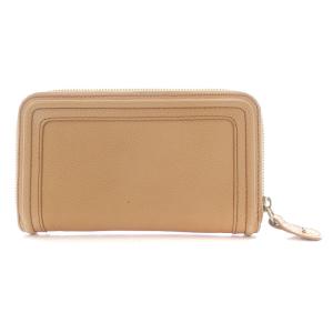Chloe 長財布 ロングウォレット ラウンドファスナー ロゴ レザー ベージュ D OH