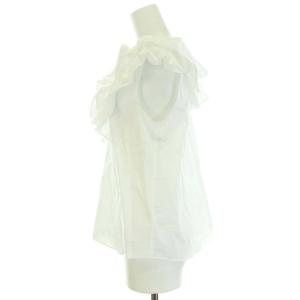 Grace Class タグ付き タイプライターラッフルTOP ブラウス シャツ プルオーバー フリル Vネック 36 S 白 ホワイト