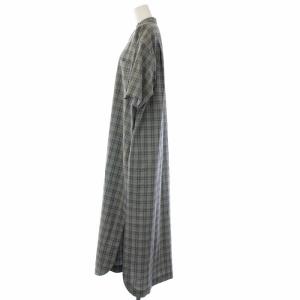 AURALEE 19SS SUPER LIGHT WOOL CHECK HALF SLEEVED ONE-PIECE