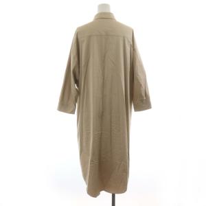 Leilian ネミカ NEMIKA シャツワンピース ひざ丈 七分袖 9 M ベージュ