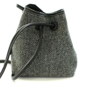 VASIC Bond Mini ハンドバッグ ショルダーバッグ 2way ヘリンボーン レザー 巾着 鞄 グレー