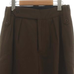 MARGARET HOWELL 19AW パンツ スラックス ワイド ウール タック 1 S ダークブラウン