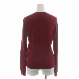 MUVEIL BULLDOG カーディガン ニット 刺繍 クルーネック パールボタン アンゴラ混 ウール混 長袖 38 M 赤 レッド