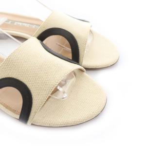 PELLICO ルネッタフラットミュール サンダル 35 22cm ベージュ 黒 ブラック