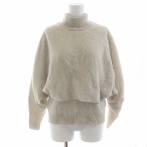 20AW アンサンブル ニット セーター タートルネック 半袖 ボートネック 長袖 ウール プルオーバー 38 M ベージュ102028-16-280-380