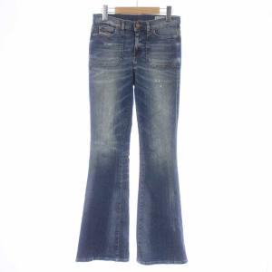 SANDYB-PATCH デニムパンツ ジーンズ フレアパンツ ジップフライ W25 L30 S 青 ブルー