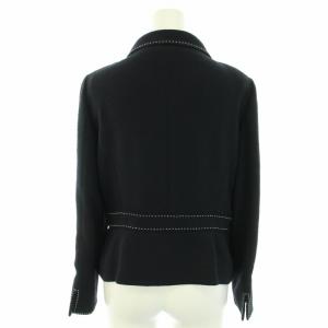 M'S GRACY スーツ セットアップ 上下 ジャケット リボン スカート ひざ丈 タイト 40 M 紺 ネイビー 白 ホワイト