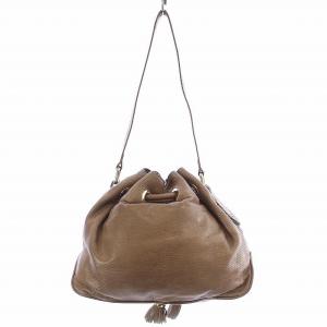 Paul Stuart ショルダーバッグ 巾着 レザー 茶 ブラウン