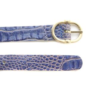 FURLA ベルト ハトメ 型押しレザー 紺 ネイビー ゴールド色