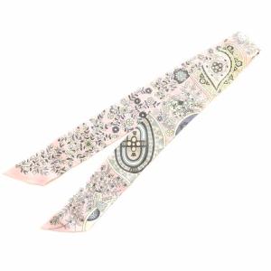 HERMES ツイリー TWILLY L'ARBRE DE VIE 生命の木 スカーフ シルク ペイズリー柄 ピンク