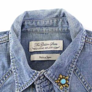 REMI RELIEF デニム ウエスタンシャツ 長袖 刺繍 スタッズ M 青 ブルー
