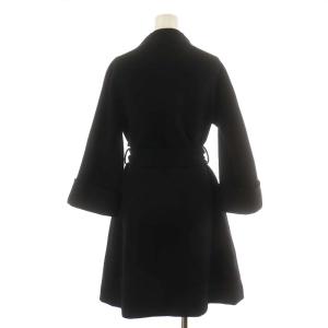 kate spade new york ノーカラーコート ロング丈 ウール 裏地ストライプ アウター 0 XS 黒 ブラック
