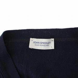 JOHN SMEDLEY ニットカーディガン 長袖 Vネック ウール L 紺 ネイビー