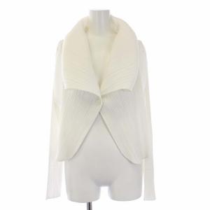 イッセイミヤケ プリーツ カーディガン 長袖 襟付き  4 ホワイト PP31-J0144