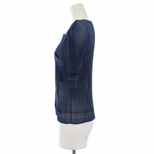 PLEATS PLEASE ISSEY MIYAKE イッセイミヤケ デニム転写 カーディガン プリーツ ネイビー PP12-JO544