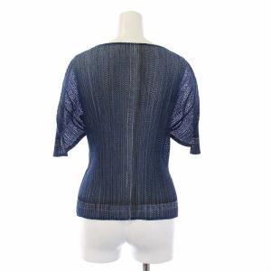 PLEATS PLEASE ISSEY MIYAKE イッセイミヤケ デニム転写 カーディガン プリーツ ネイビー PP12-JO544