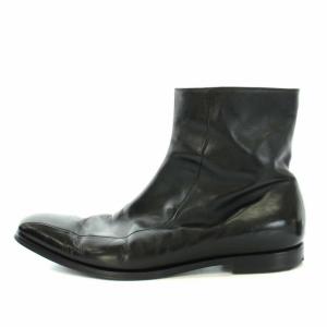 PRADA ブーツ スクエアトゥ サイドジップ レザー 29.0cm ブラック