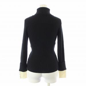 M'S GRACY 19AW リブニット カットソー 長袖 タートルネック 刺繍 ウール 38 M 黒 ブラック