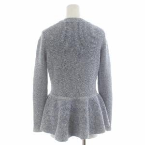 ESTNATION 21SS ニット セーター クルーネック ペプラム プルオーバー ラメ 長袖 38 M 水色 サックスブルー