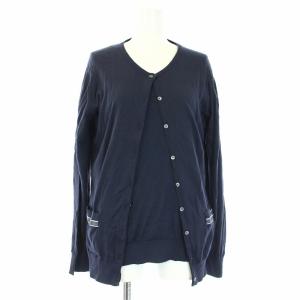 アンサンブル カーディガン 長袖 ニット セーター フレンチスリーブ L 紺 ネイビー