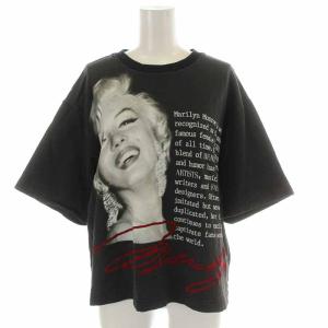 カットソー Tシャツ マリリンモンロー プリント 半袖 36 5号 XS 黒 ブラック