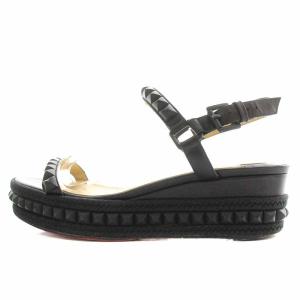 Christian Louboutin ストラップサンダル 厚底 スタッズ 39 26cm 黒 ブラック