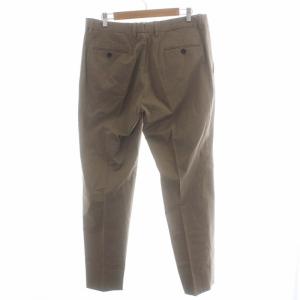 Ermenegildo Zegna regular fit テーパードパンツ センタープレス ジップアップ スラックス 大きいサイズ 50 XL 茶 ブラウン