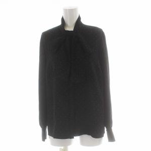 ブラウス シャツ 長袖 リボン ドット 38 M 黒 ブラック