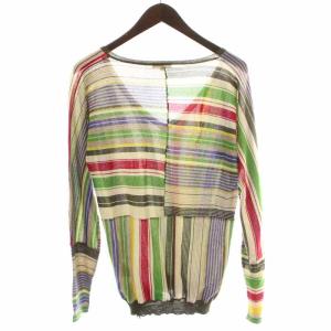 ETRO ニット カットソー Vネック カシミヤ シルク混 ストライプ 長袖 44 S マルチカラー