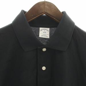 Brooks Brothers ポロシャツ 半袖 ハーフボタン 鹿の子 ロゴ刺繍 M 黒 ブラック