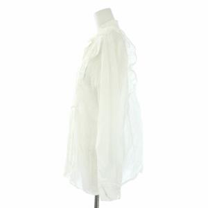 Spick&Span 22SS コットンシルク ピンタックフリルブラウス 長袖 F 白 ホワイト