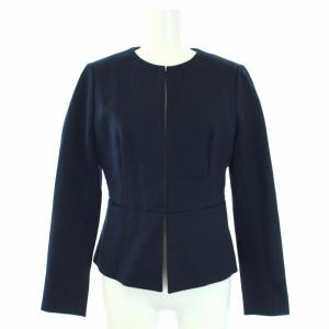 ESTNATION スーツ セットアップ 上下 ノーカラージャケット スカート ひざ丈 タイト 38 M 紺 ネイビー
